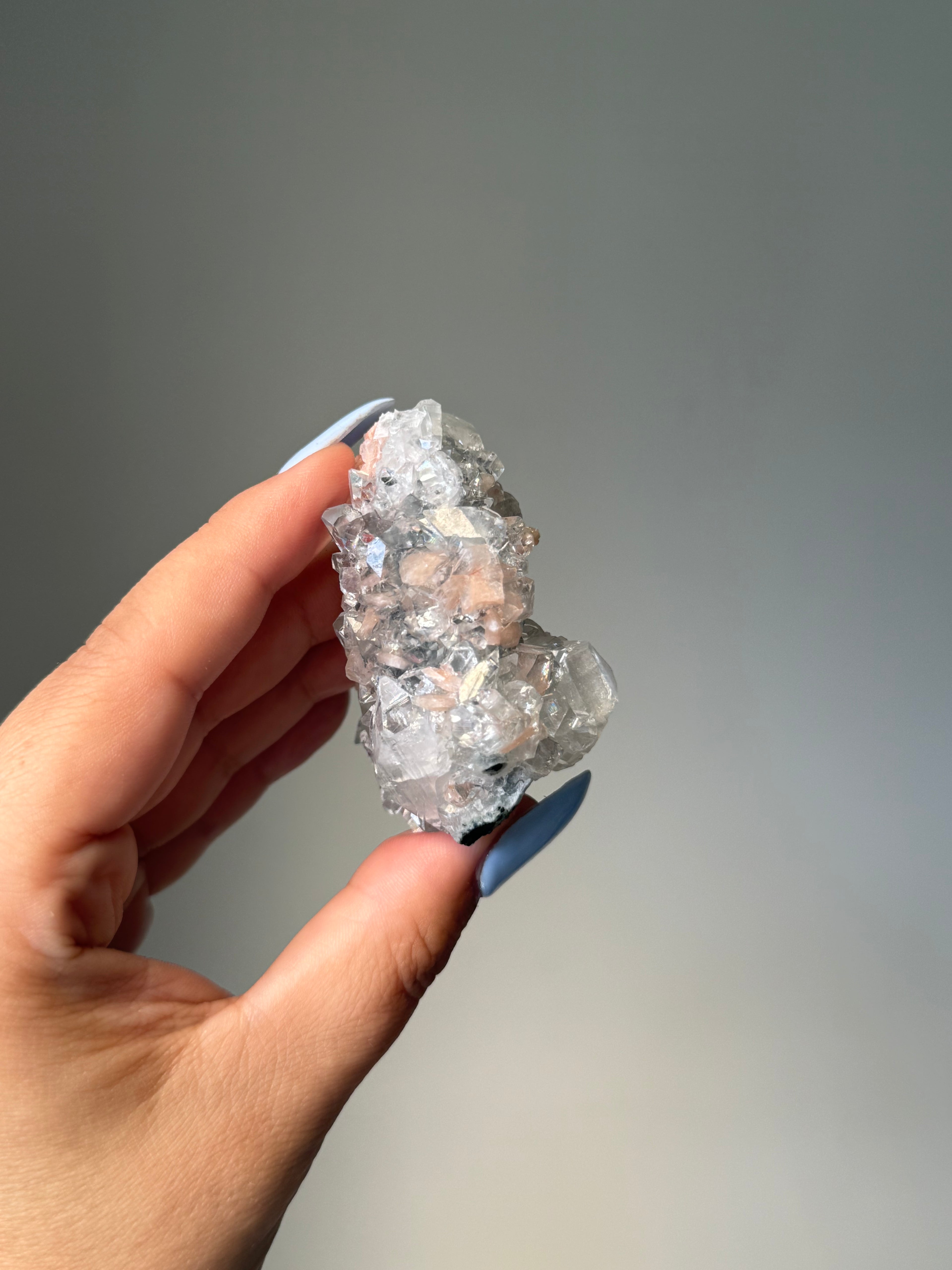 Diamond Apophyllite with Peach Stilbite Cluster | Natural High-Clarity Crystal Specimen | Crystal Cartel #104