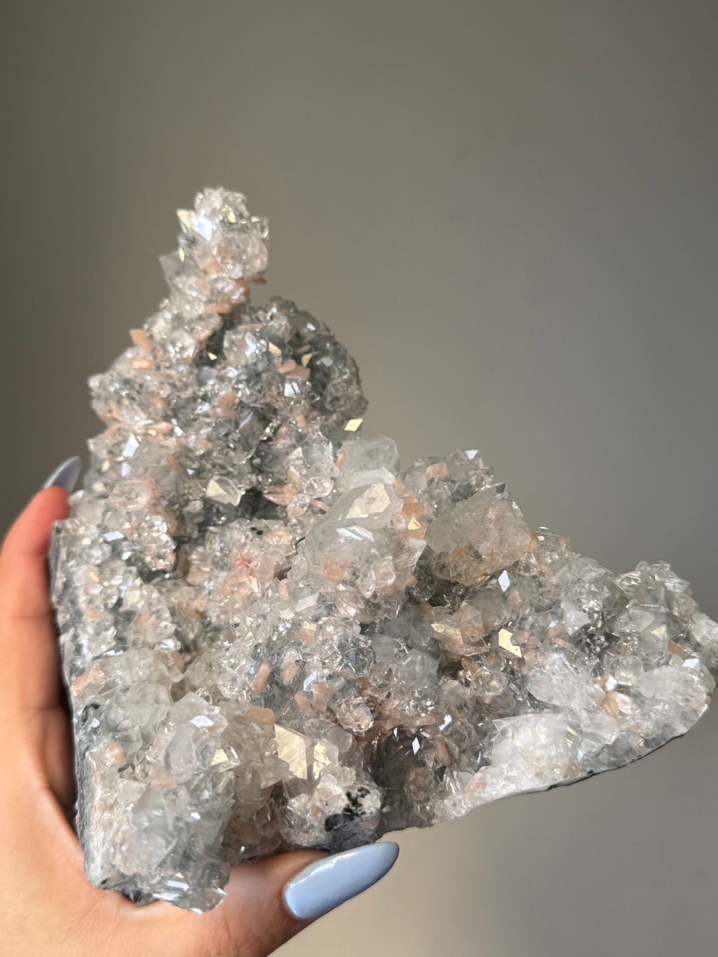 Diamond Apophyllite with Peach Stilbite Cluster | Natural High-Clarity Crystal Specimen | Crystal Cartel #117