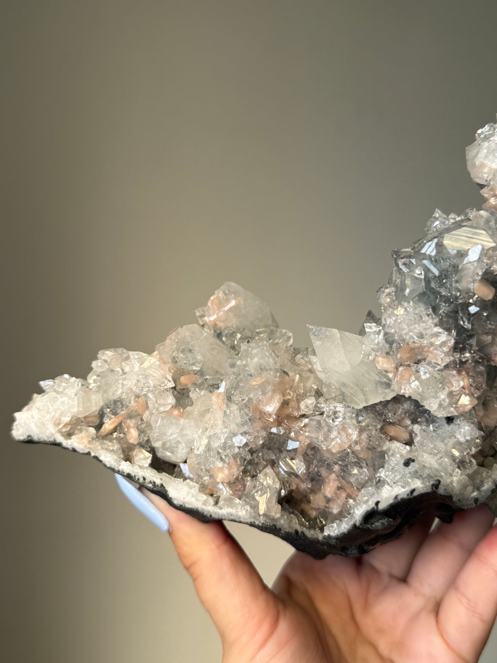 Diamond Apophyllite with Peach Stilbite Cluster | Natural High-Clarity Crystal Specimen | Crystal Cartel #117