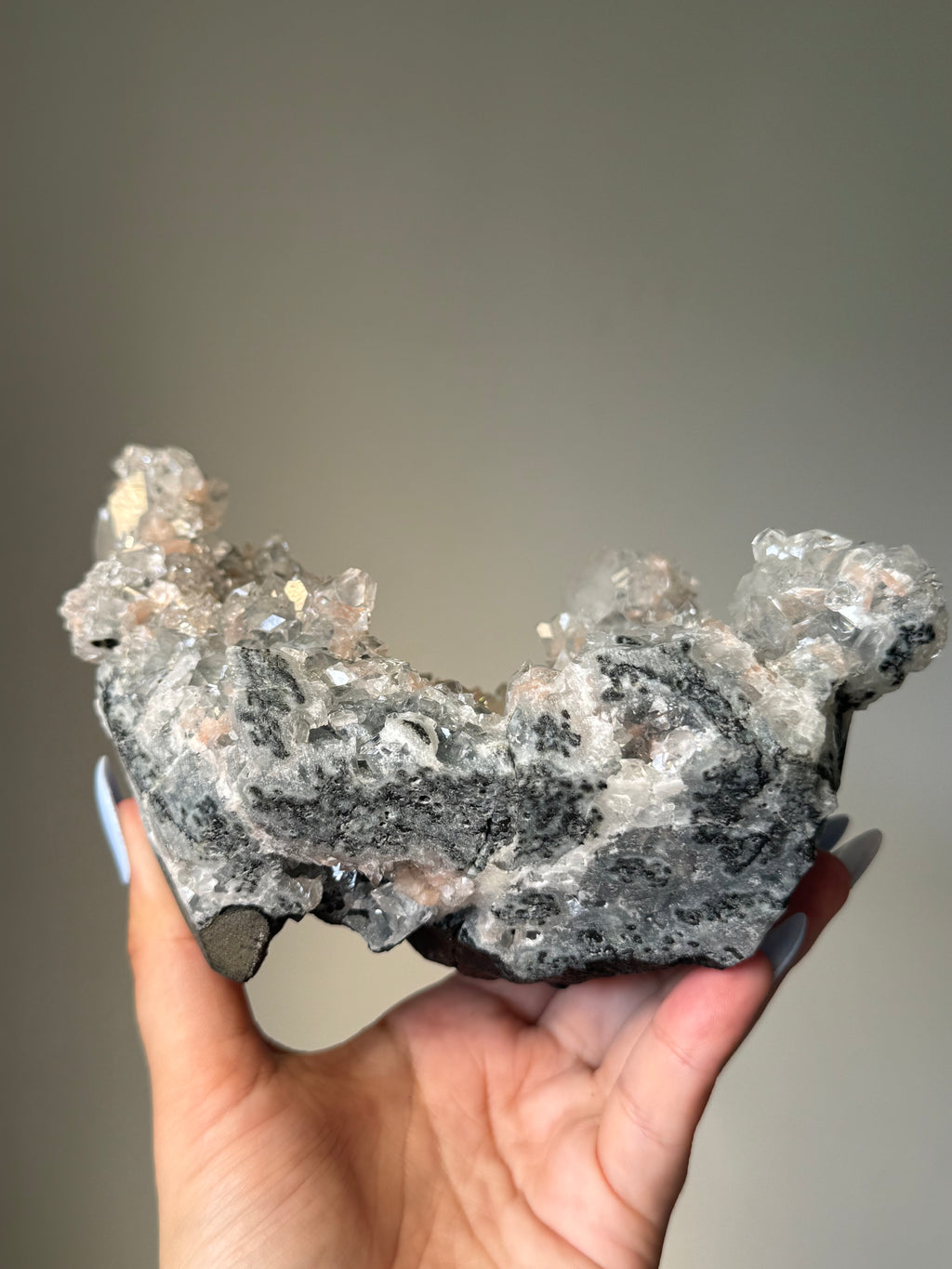 Diamond Apophyllite with Peach Stilbite Cluster | Natural High-Clarity Crystal Specimen | Crystal Cartel #117