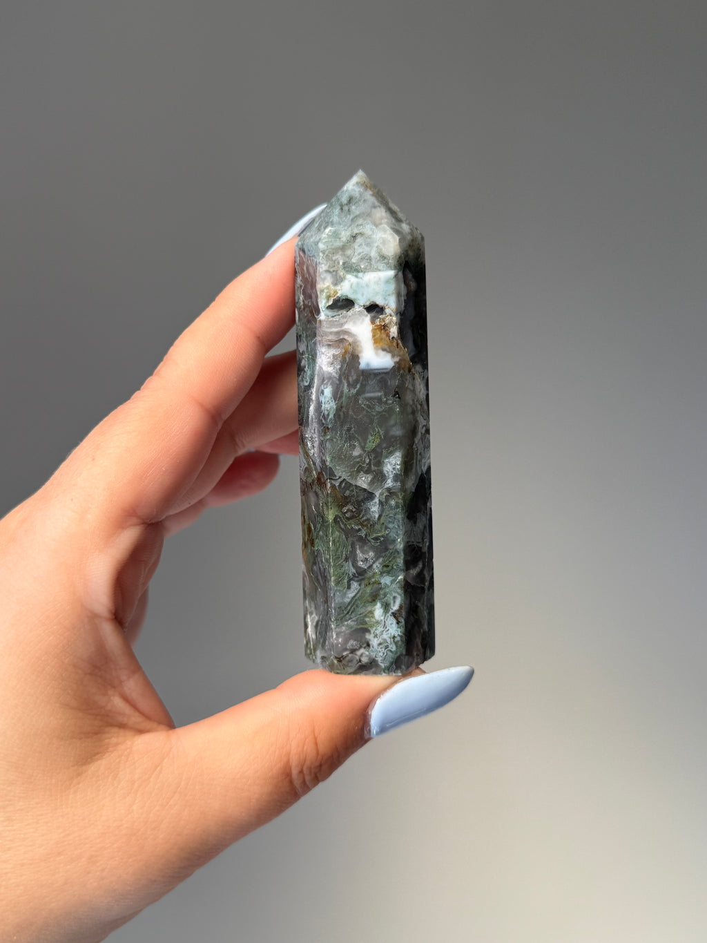 Moss Agate Tower | Small | Crystal Cartel #172 9.5cm