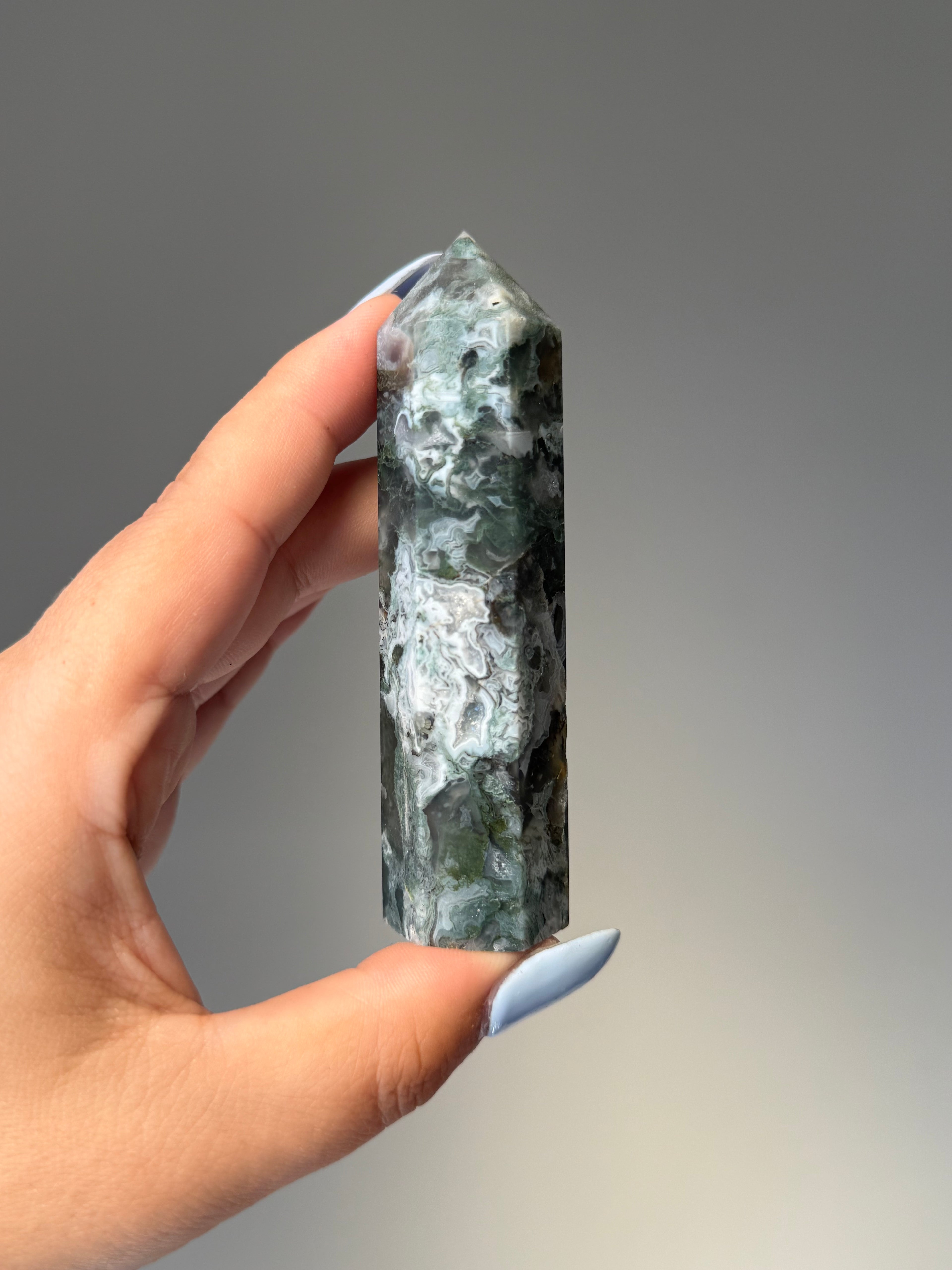 Moss Agate Tower | Small | Crystal Cartel #172 9.5cm