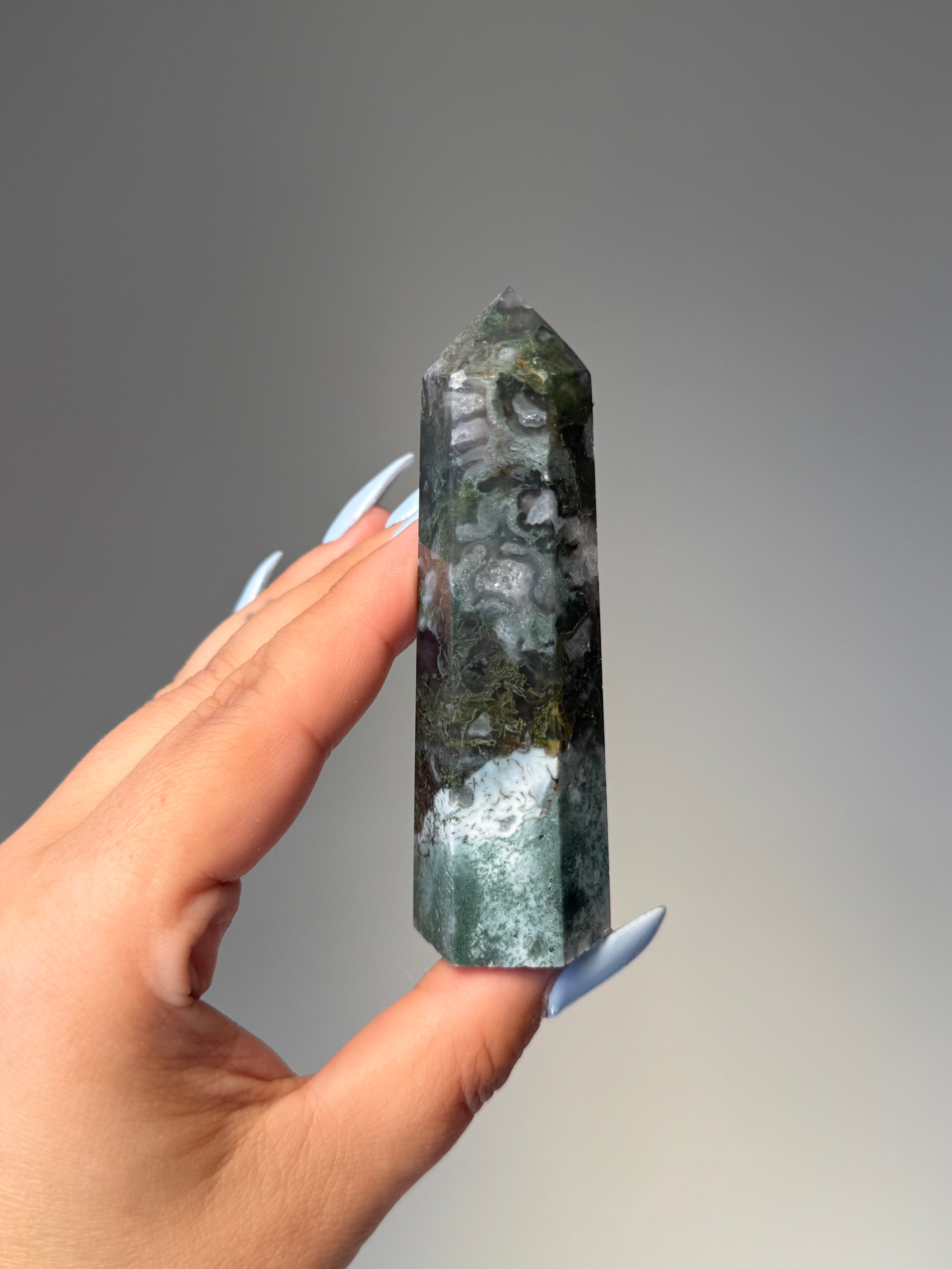 Moss Agate Tower | Small | Crystal Cartel #173 9.5cm