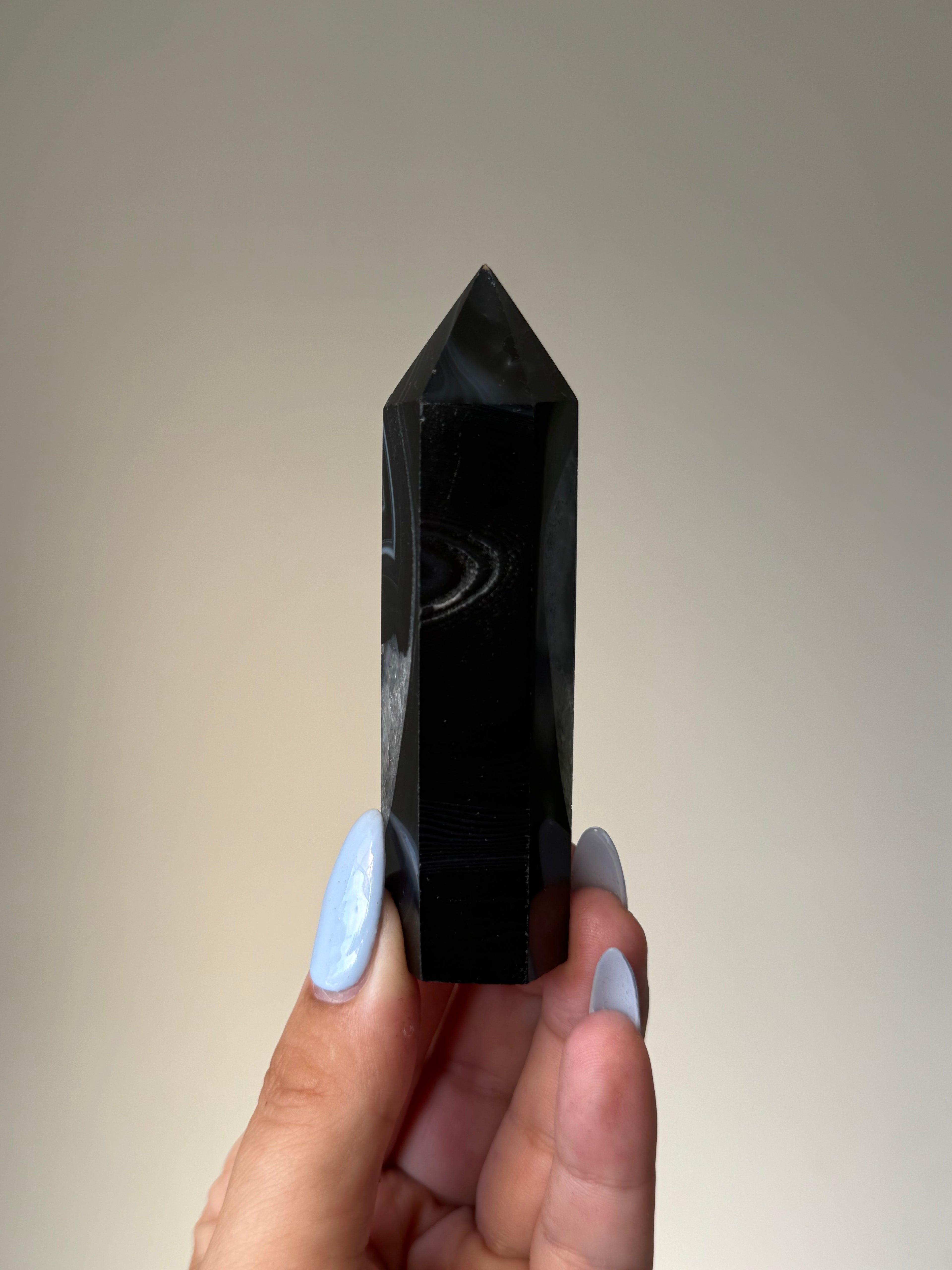 Black Banded Agate with Natural Quartz | Crystal Cartel #178 9.5cm