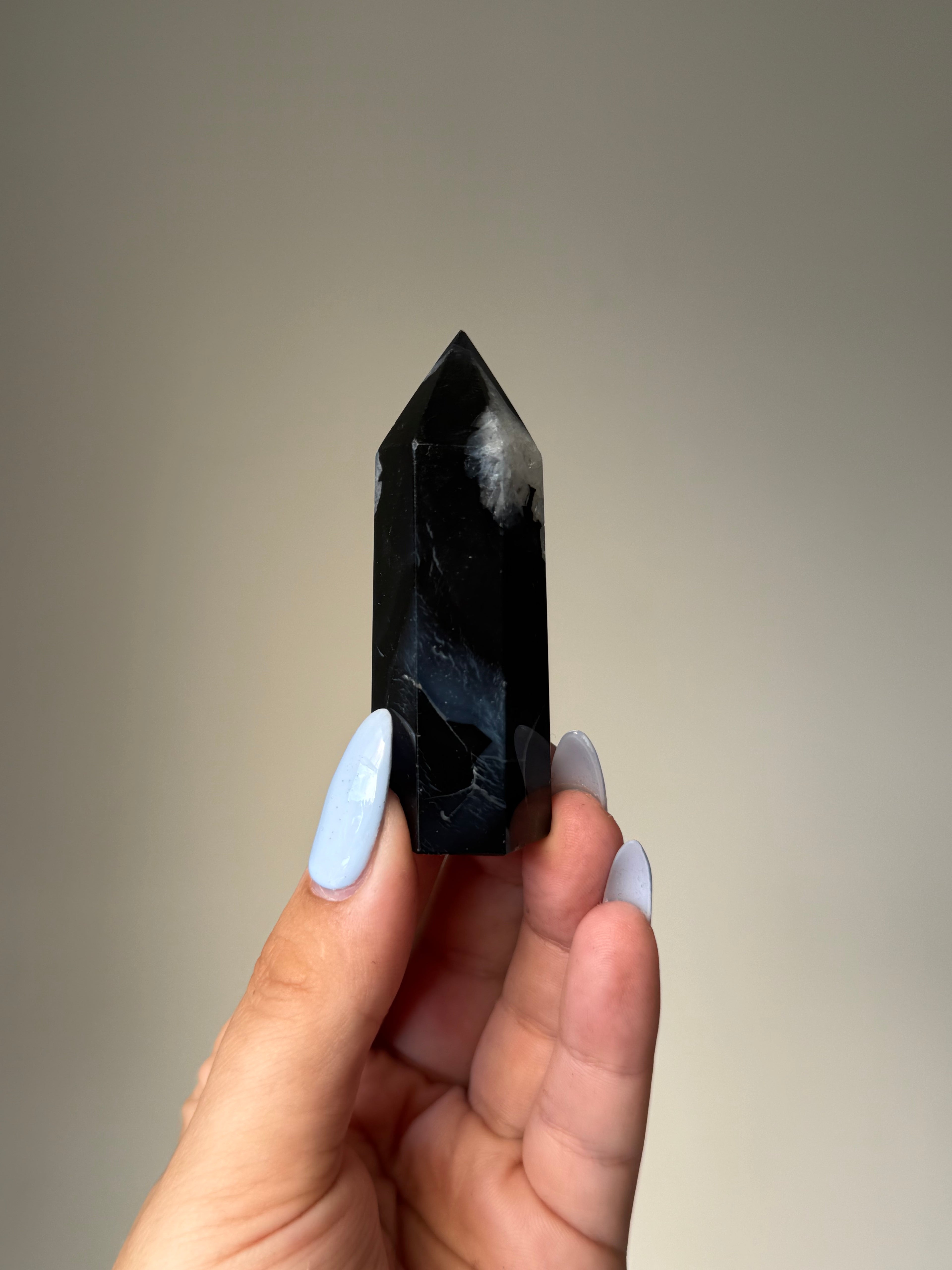 Black Banded Agate with Natural Quartz | Crystal Cartel #177 7cm