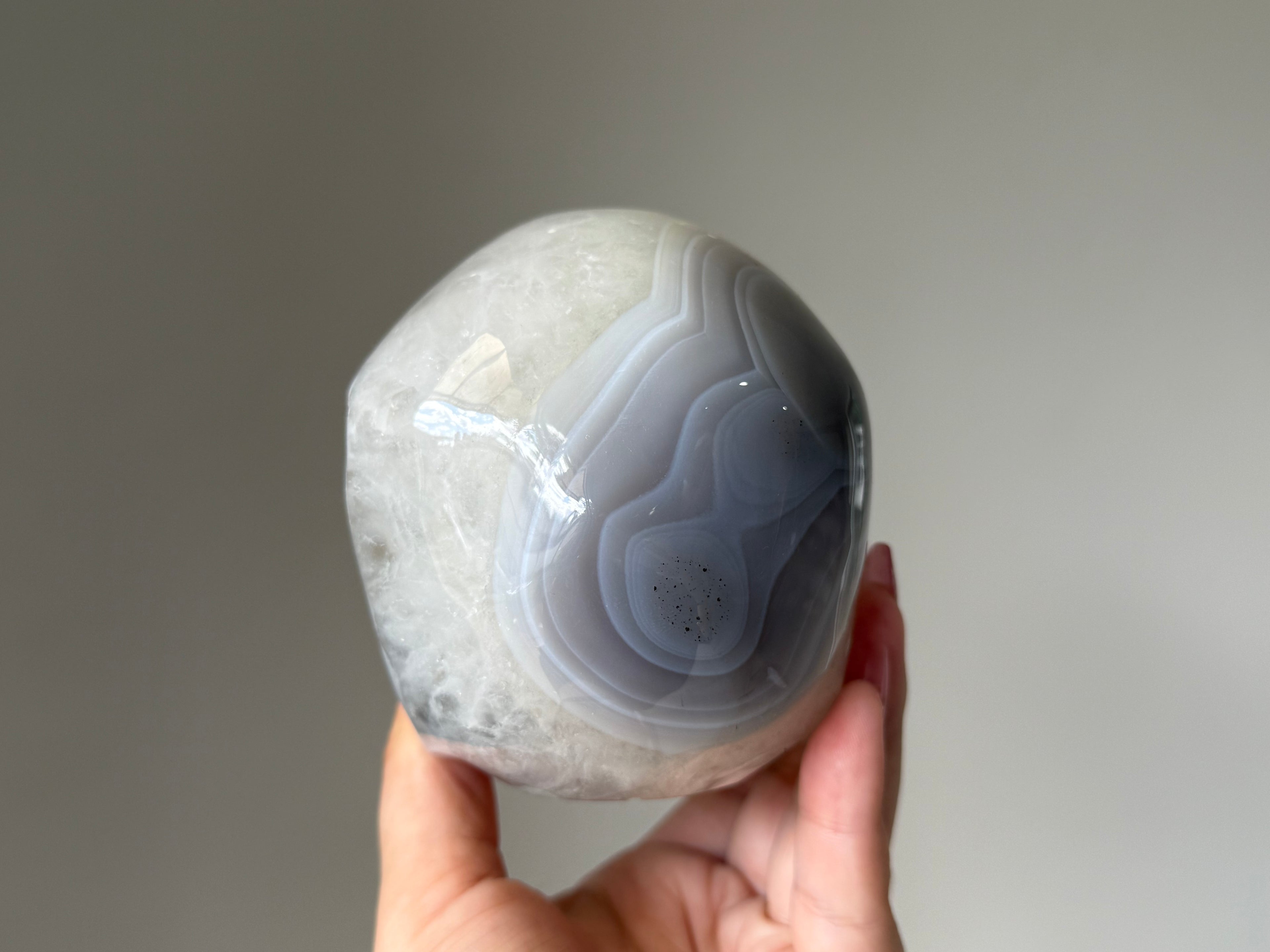 Clear Quartz & Blue Lace Agate Crystal Skull Carving | Clarity, Calm & Communication