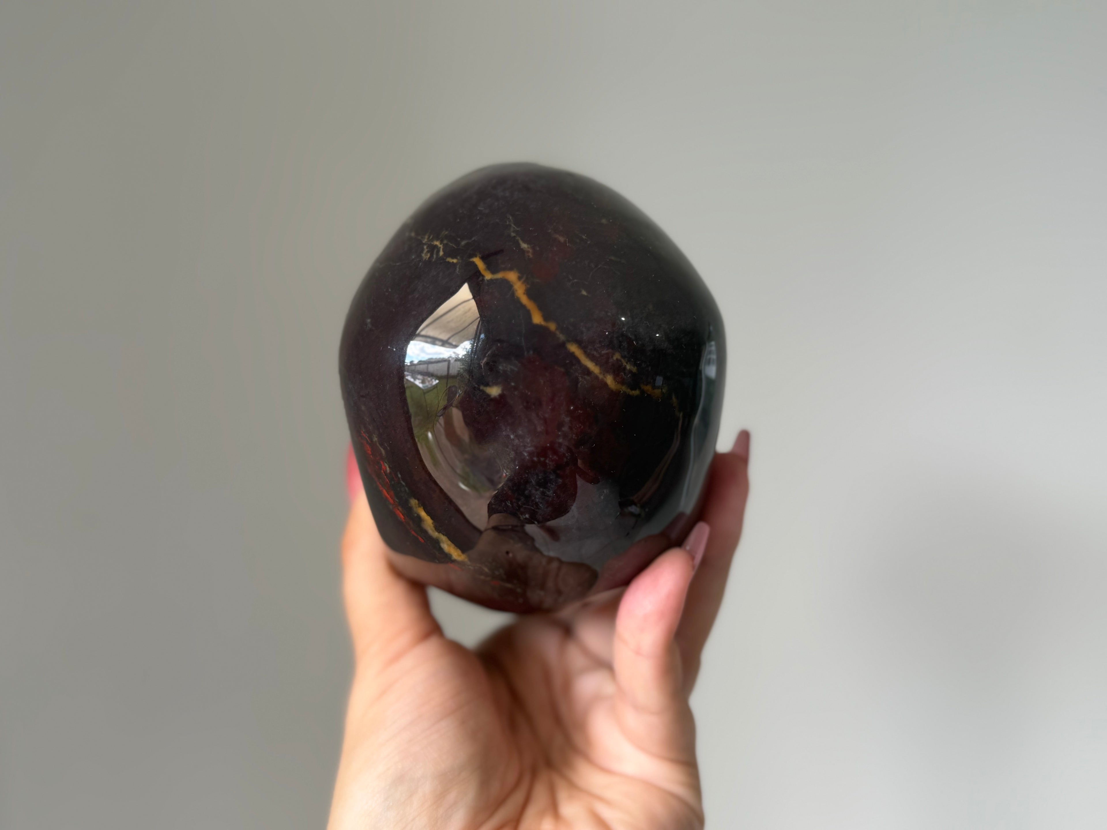 Red Brecciated Jasper Skull Carving – Grounding Protection Stone for Strength & Stability