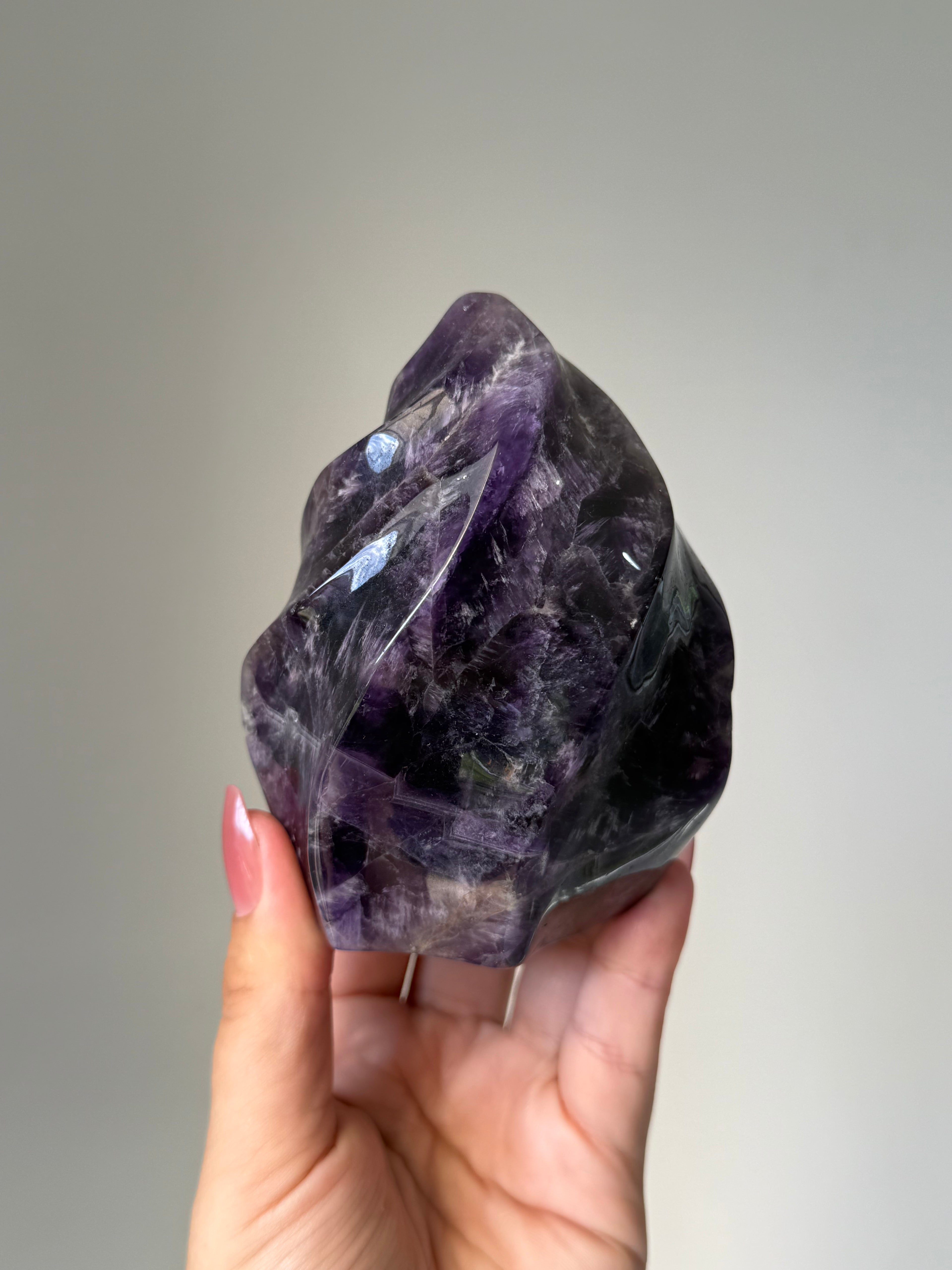 Amethyst Flame Carving | Natural Purple Crystal for Anxiety Relief, Meditation & Spiritual Protection