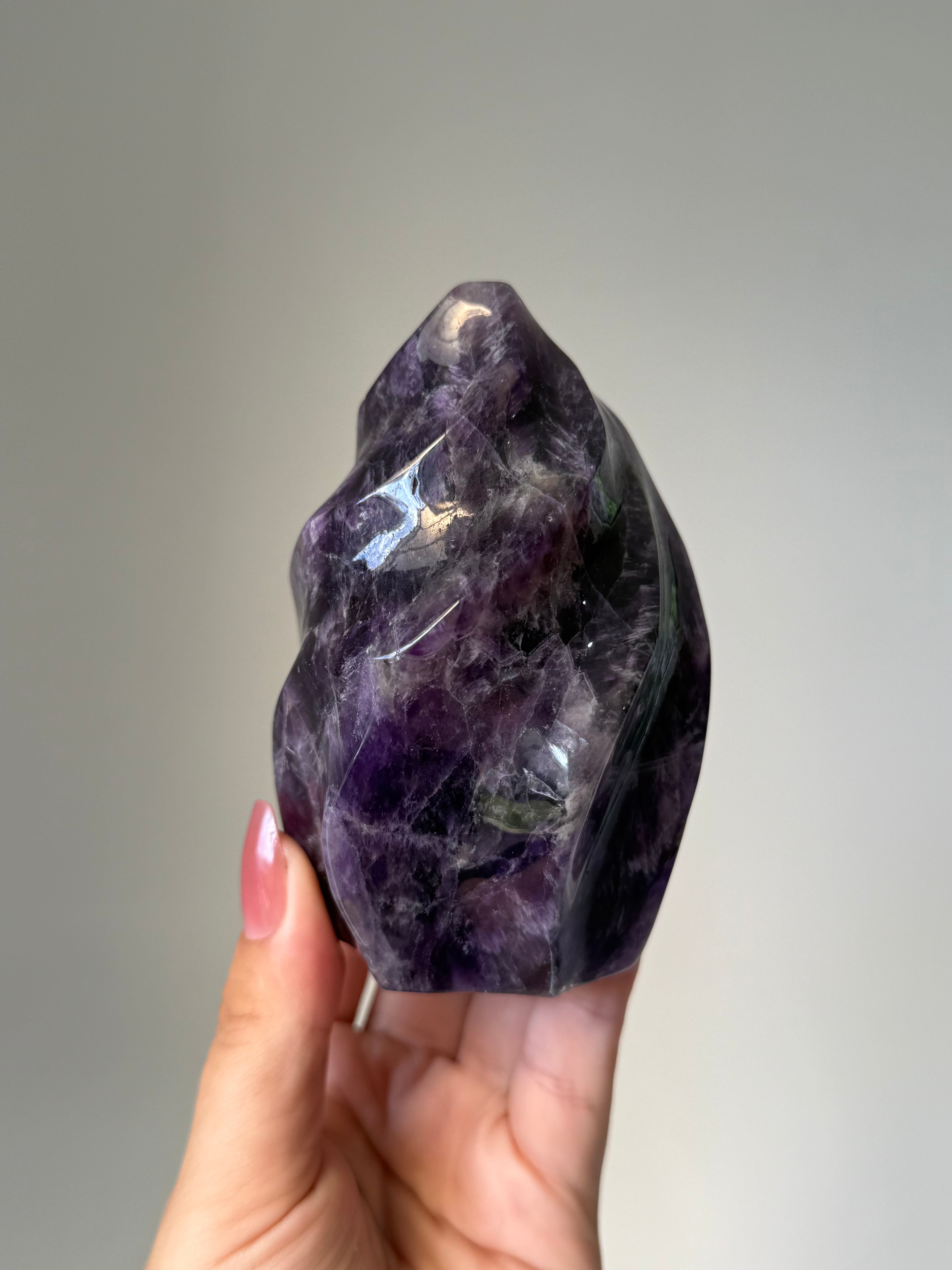 Amethyst Flame Carving | Natural Purple Crystal for Anxiety Relief, Meditation & Spiritual Protection