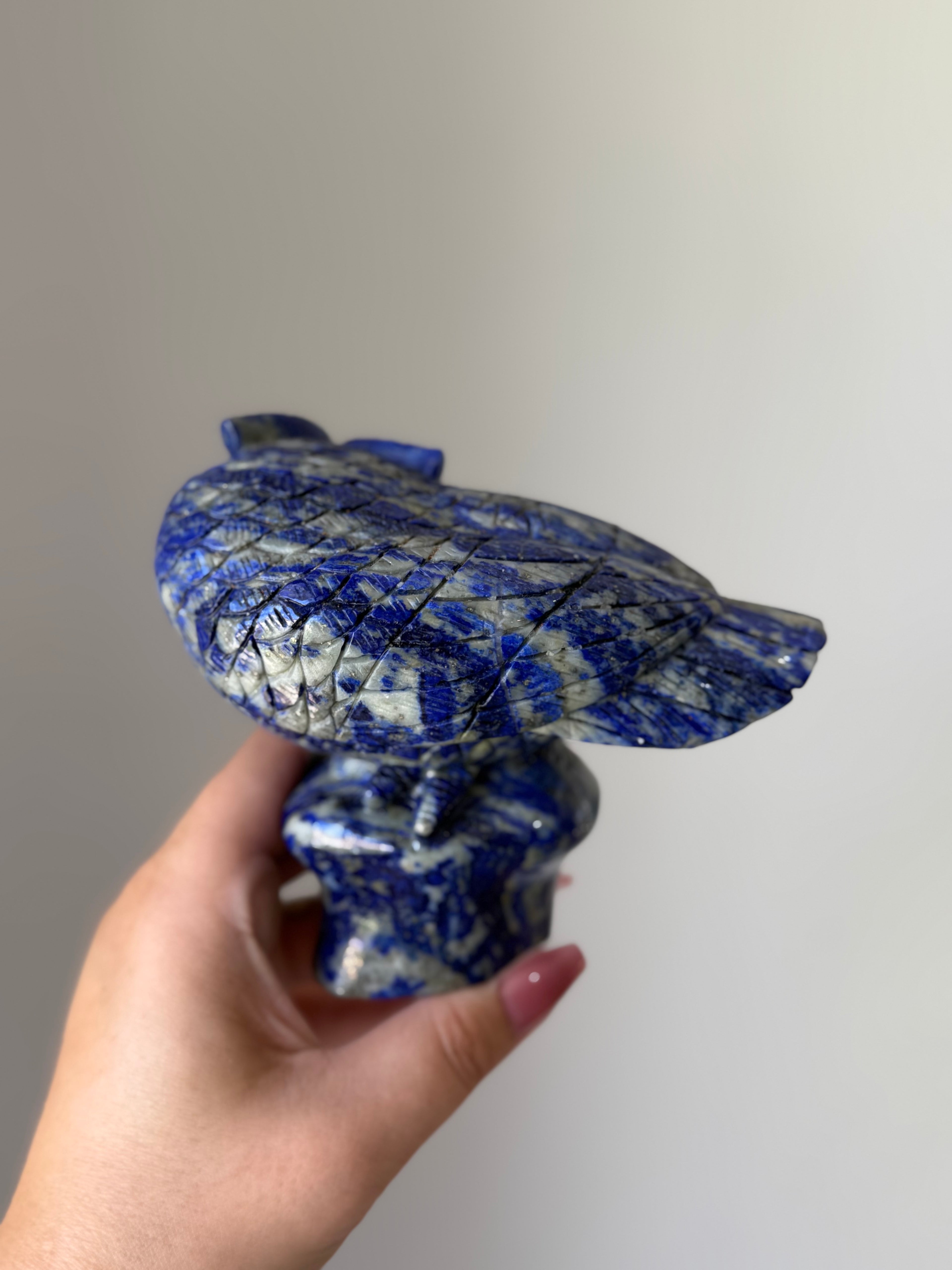 Lapis Lazuli Owl Carving – Natural Crystal of Wisdom, Insight & Protection
