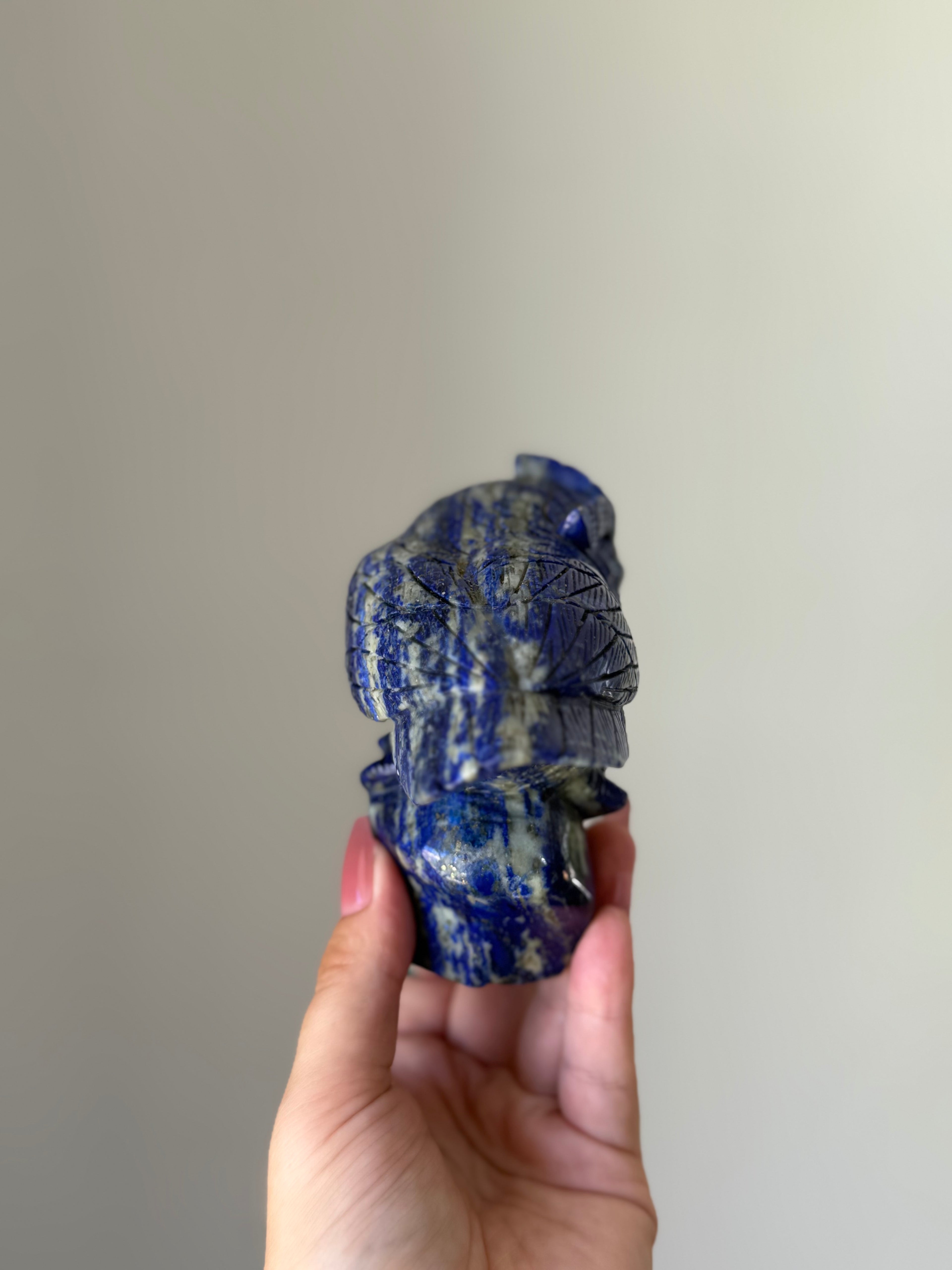 Lapis Lazuli Owl Carving – Natural Crystal of Wisdom, Insight & Protection