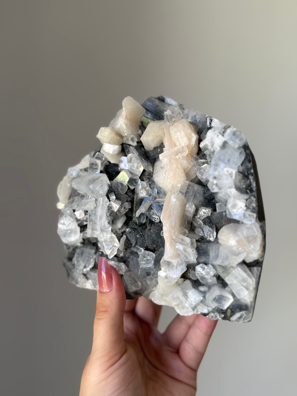Apophyllite with Stilbite Crystal Cluster for Spiritual Awakening – High Vibration Meditation Stone