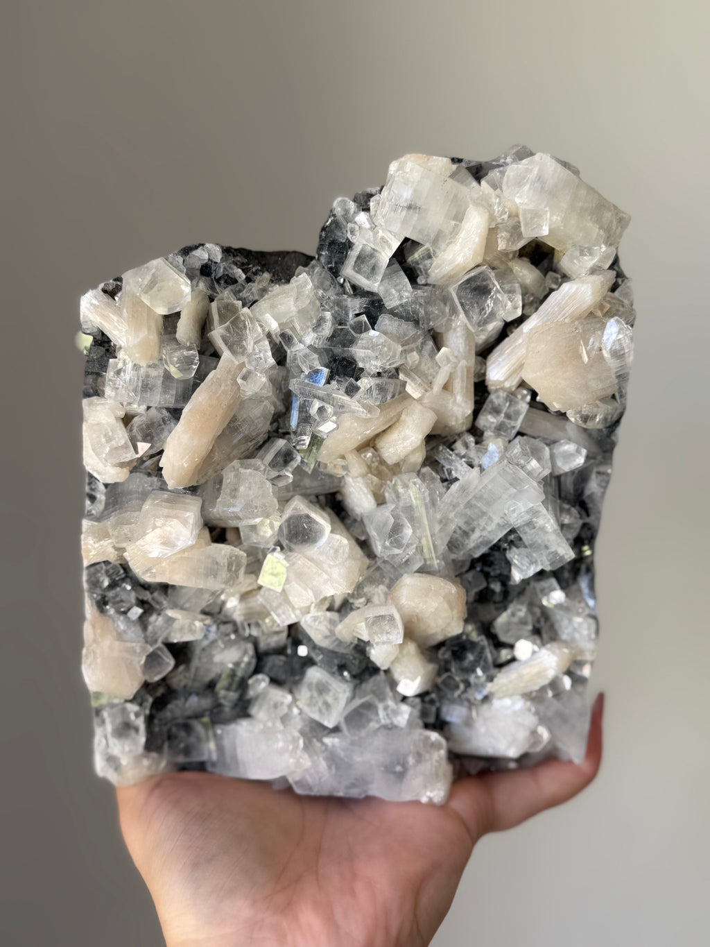 Apophyllite with Stilbite Crystal Cluster for Spiritual Awakening – High Vibration Meditation Stone