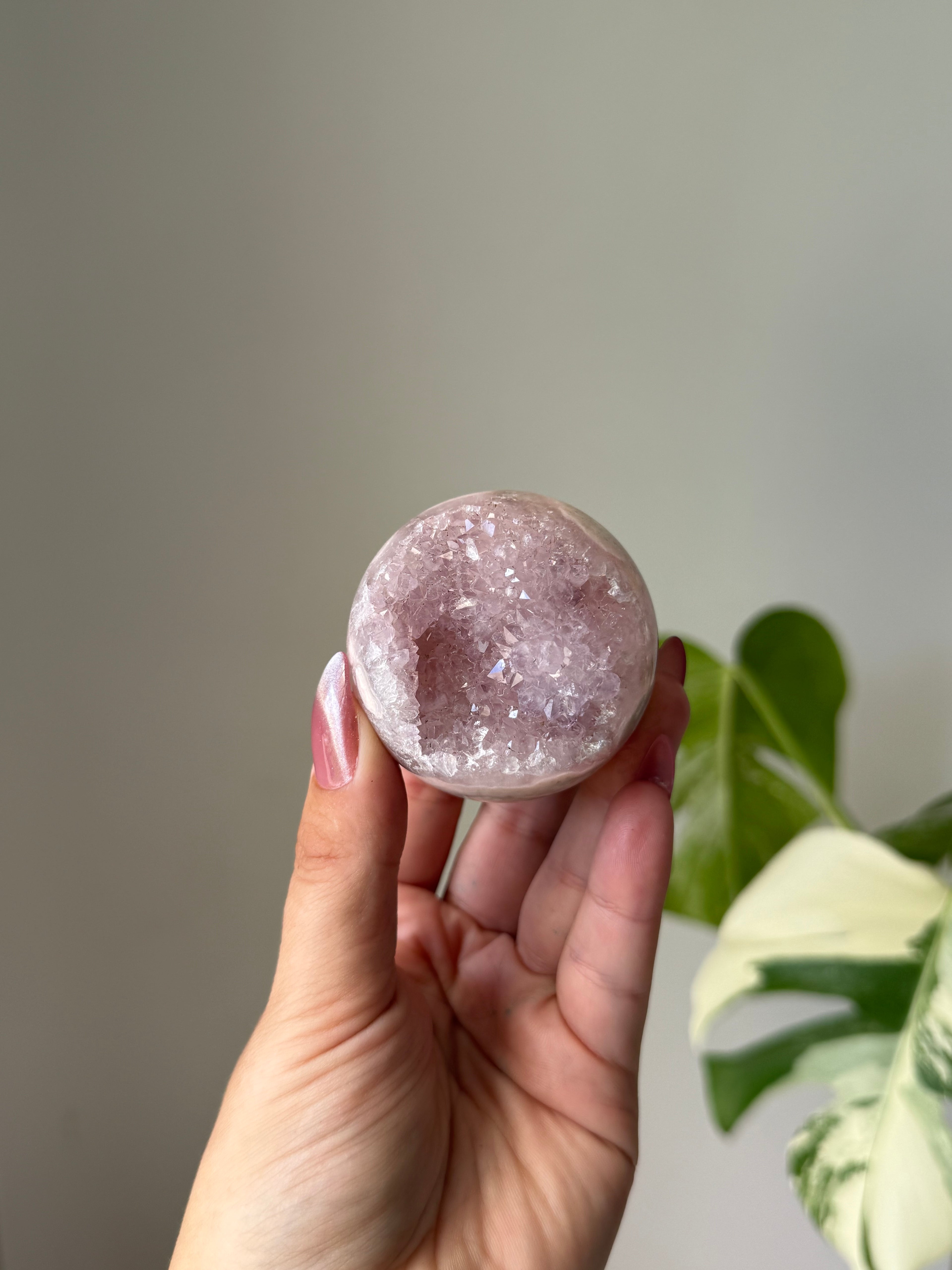 Amethyst Flower Agate Druzy Sphere – Crystal Growth, Calm & Emotional Healing