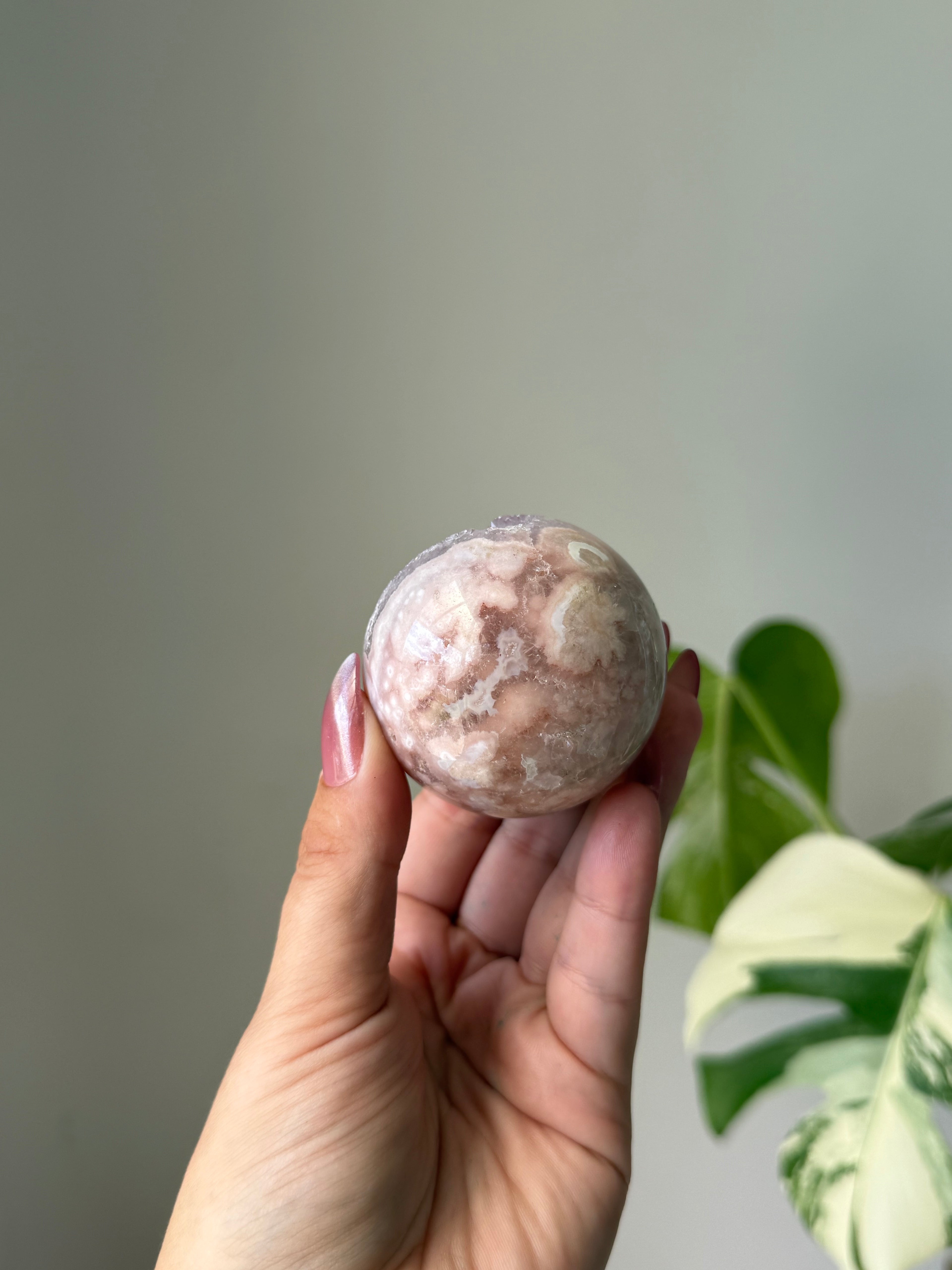 Amethyst Flower Agate Druzy Sphere – Crystal Growth, Calm & Emotional Healing