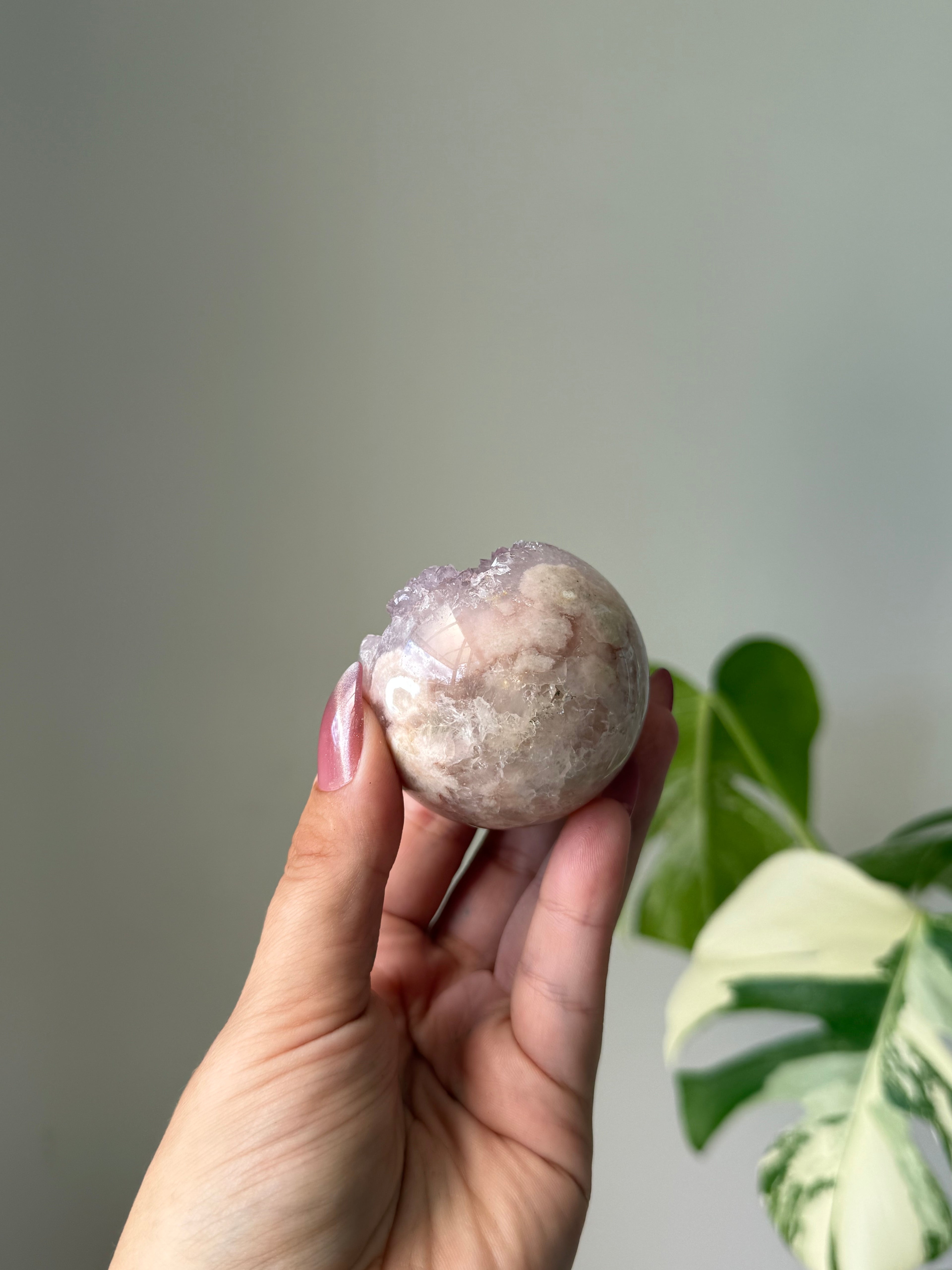 Amethyst Flower Agate Druzy Sphere – Crystal Growth, Calm & Emotional Healing