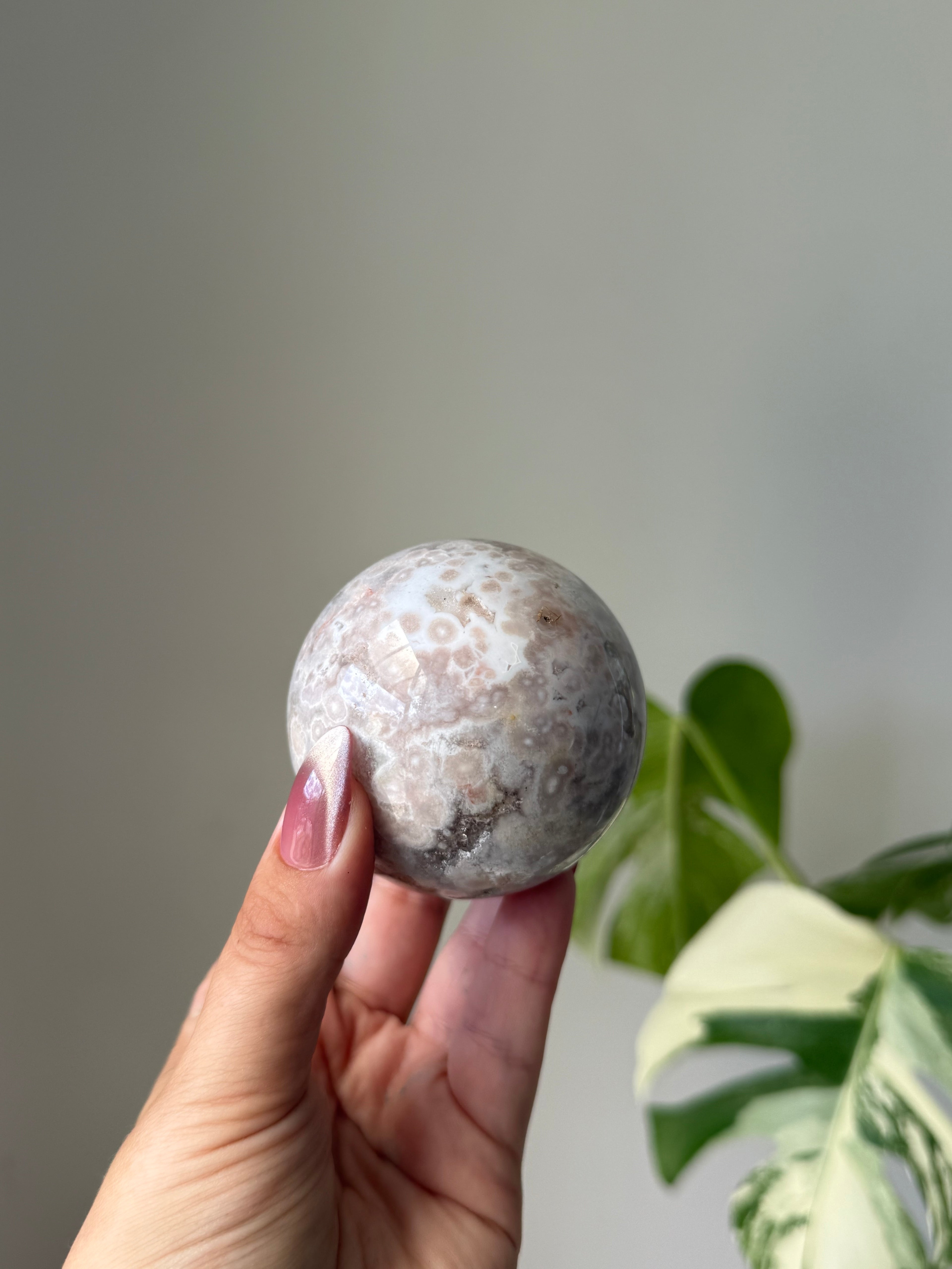 Amethyst Flower Agate Druzy Sphere – Crystal Growth, Calm & Emotional Healing
