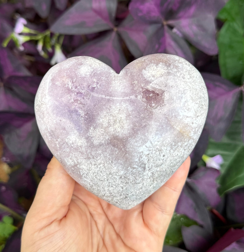 Pink Amethyst Heart Carving – Self Love & Emotional Healing Crystal - Nurturing Self Love & Calming Energy Stone