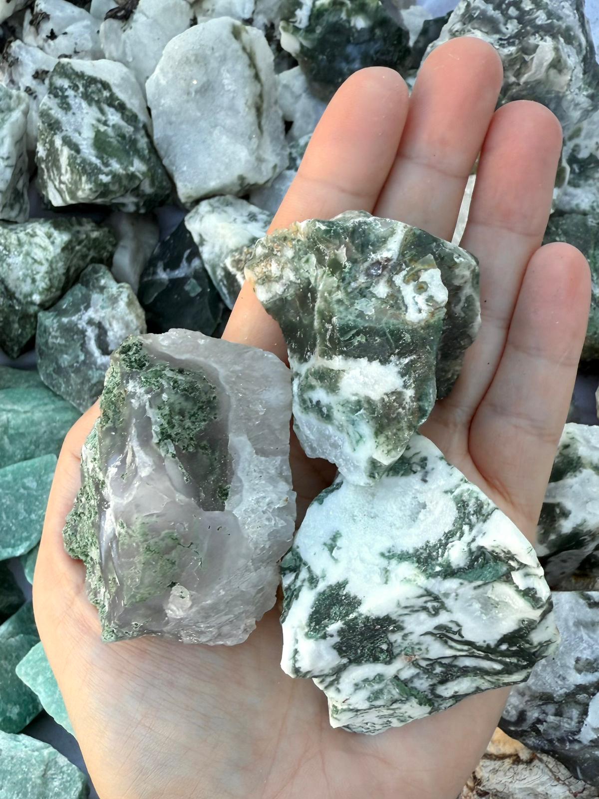 Natural Moss Agate Crystal – Grounding Heart Chakra Stone for Growth & Stability - Stone of New Beginnings - Raw Chunk